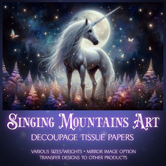 Celestial Fairycore Unicorn Glow Decoupage  Tissuepapier
