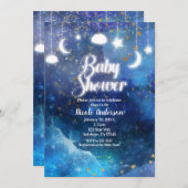 Celestial Fantasy Gold Stars & Glow Baby shower Kaart (Voorkant / Achterkant)