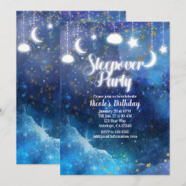 Celestial Fantasy Gold Stars Glow Sleepover Party Kaart