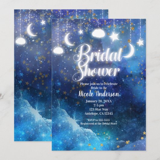 Celestial Fantasy Gold Stars & Glow Vrijgezellenfe Kaart (Voorkant / Achterkant)