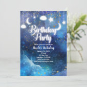 Celestial Fantasy Gouden Sterren & Glow Verjaardag Kaart (Staand voorkant)