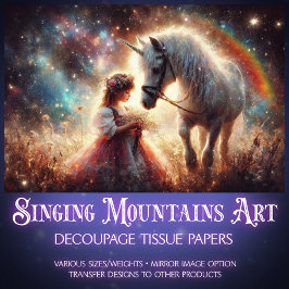 Celestial Fantasy Unicorn In Meadow Decoupage  Tissuepapier