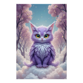 Celestial Feline Fantasy Perfect Poster