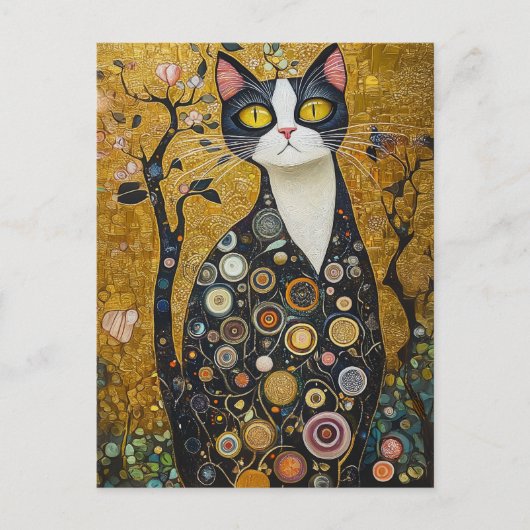 Celestial Feline in goud Briefkaart (Voorkant)