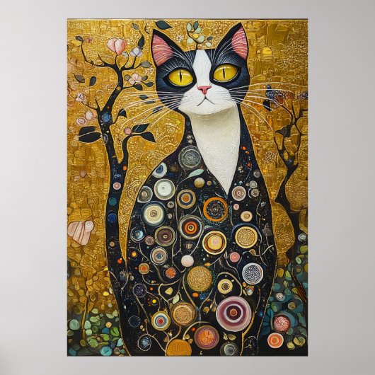 Celestial Feline in goud Poster (Voorkant)