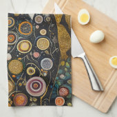 Celestial Feline in goud Theedoek (Quarter Fold)