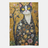 Celestial Feline in goud Theedoek (Verticaal)