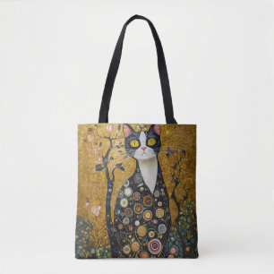 Celestial Feline in goud Tote Bag