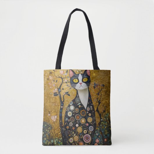 Celestial Feline in goud Tote Bag (Voorkant)