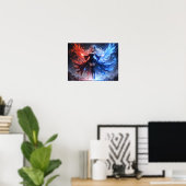 Celestial Fire en Ice Sorceress meisje Poster (Thuiskantoor)