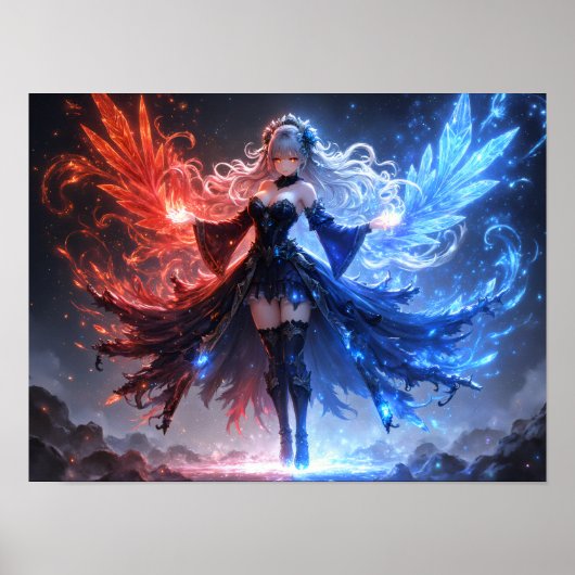 Celestial Fire en Ice Sorceress meisje Poster (Voorkant)