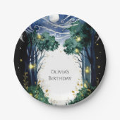 Celestial Firefly Woodland Verjaardag Papieren Bordje (Voorkant)