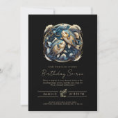 Celestial Fish Zodiac Symbool Zwart Gouden Vissen Kaart (Voorkant)