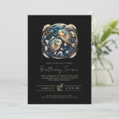 Celestial Fish Zodiac Symbool Zwart Gouden Vissen Kaart (Staand voorkant)