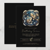 Celestial Fish Zodiac Symbool Zwart Gouden Vissen Kaart (Voorkant / Achterkant)