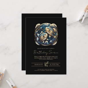 Celestial Fish Zodiac Symbool Zwart Gouden Vissen Kaart