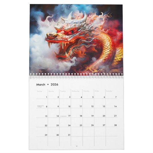 Celestial Flame – Chinese Dragons in Sacred Landsc Kalender (Mar 2026)
