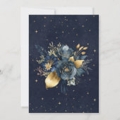Celestial Floral Blue Stars Moon Graduation Party Kaart (Achterkant)