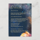 Celestial Floral Galaxy Navy Blue Wedding Details Informatiekaartje (Voorkant)
