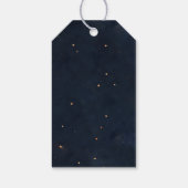 Celestial Floral Galaxy Starry Night Blue Wedding Cadeaulabel (Achterkant)