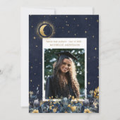 Celestial Floral Moon Graduation Announcement Kaart (Voorkant)