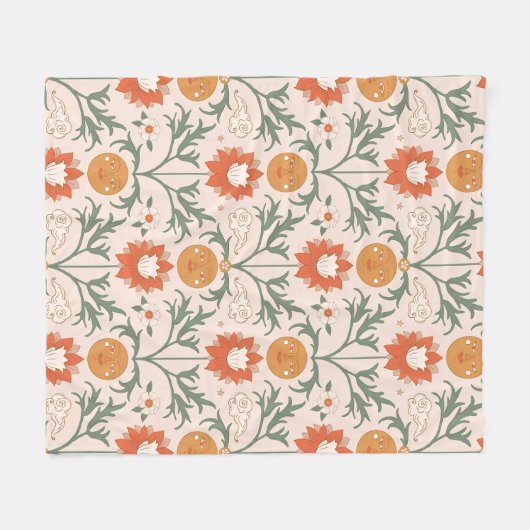 Celestial Floral Sunburst Seamless Pattern Design Fleece Deken (Voorkant (Horizontaal))