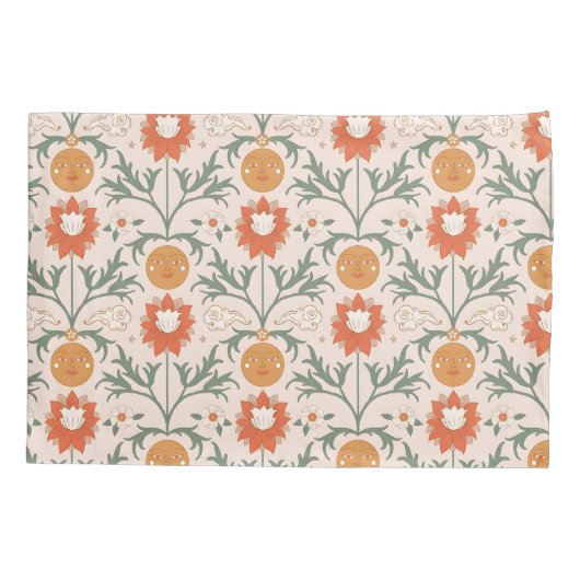 Celestial Floral Sunburst Seamless Pattern Design Kussensloop (Achterkant-Links)