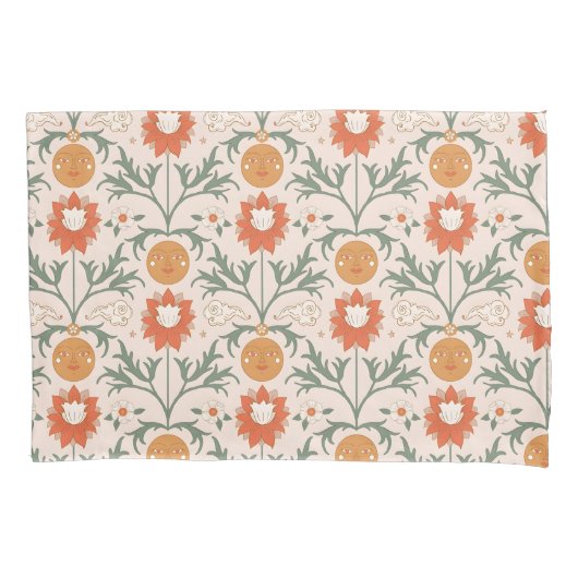 Celestial Floral Sunburst Seamless Pattern Design Kussensloop (Voorkant-Links)