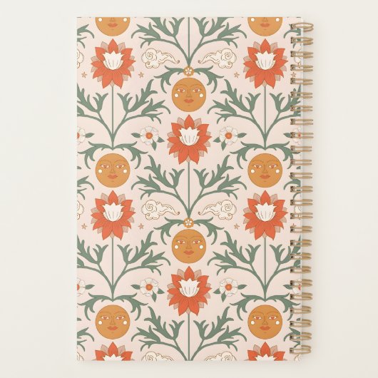 Celestial Floral Sunburst Seamless Pattern Design Planner (Achterkant)
