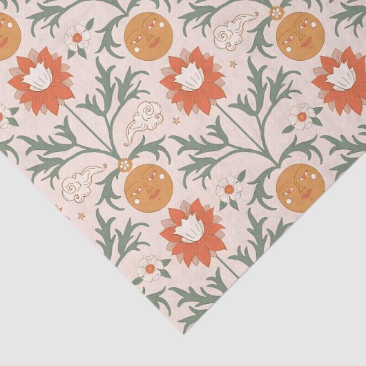 Celestial Floral Sunburst Seamless Pattern Design Tissuepapier (Detail)