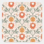 Celestial Floral Sunburst Seamless Pattern Design Vierkante Sticker (Voorkant)