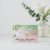 *~* Celestial Floral Waterverf Turquoise Glitter Visitekaartje (Staand voorkant)