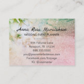 *~* Celestial Floral Waterverf Turquoise Glitter Visitekaartje (Achterkant)