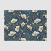 Celestial Florals Cream en Goud op Marine Tissuepapier (Voorkant)