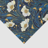 Celestial Florals Cream en Goud op Marine Tissuepapier (Detail)