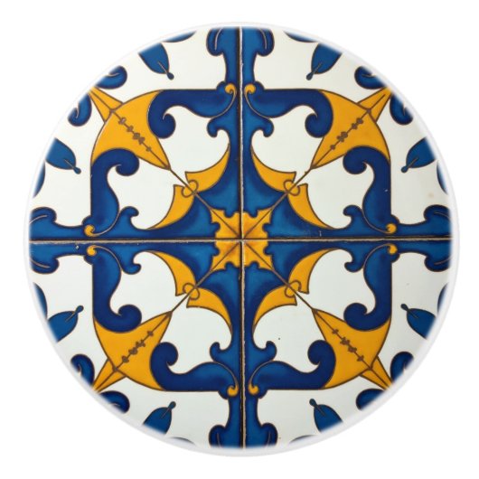 Celestial Flourish Azulejo Keramische Knop (Voorkant)