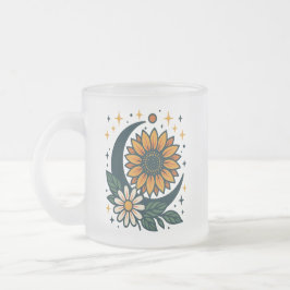 Celestial Flower Frosted Glass Mug Matglas Koffiemok