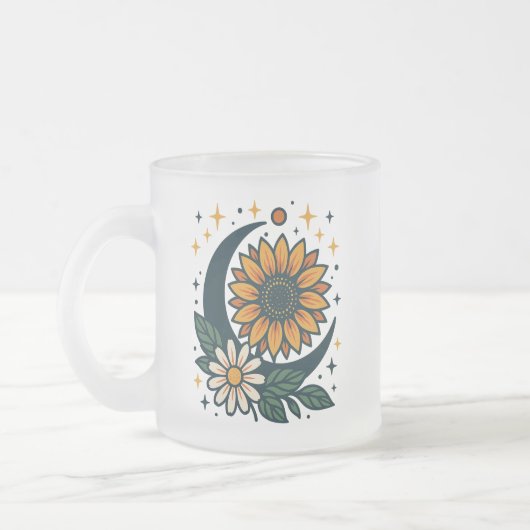 Celestial Flower Frosted Glass Mug Matglas Koffiemok (Links)