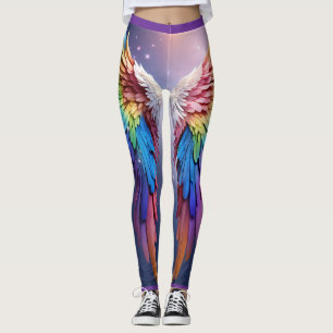 "Celestial fluistert: Hyper-Realistic Rainbow Ange Leggings