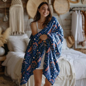 Celestial Foliage Geodes en Blauwe Sterren Fleece Deken