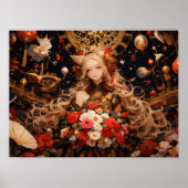 Celestial Fox Empress Mythische Elegantie Poster (Voorkant)