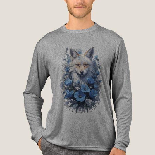 Celestial Fox in Blue Bloom Tri-Blend Shirt (Voorkant volledig)