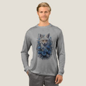 Celestial Fox in Blue Bloom Tri-Blend Shirt (Voorkant)