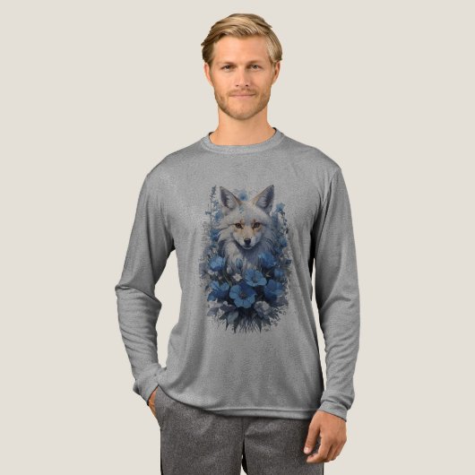 Celestial Fox in Blue Bloom Tri-Blend Shirt (Voorkant)