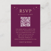 Celestial Fuchsia Gold Budget QR Code RSVP Foto Informatiekaartje (Voorkant)