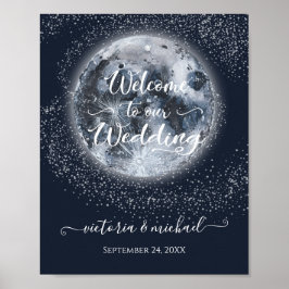 Celestial Full Moon and Stars Wedding Welcome Poster