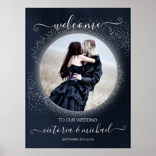Celestial Full Moon & Stars Foto Weddenschap Welko Poster (Voorkant)