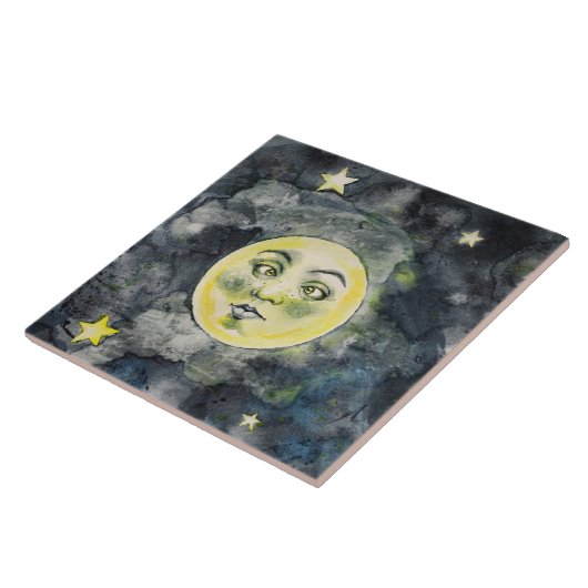 Celestial Funny Moon Stars Sky Tegeltje (Zijkant)