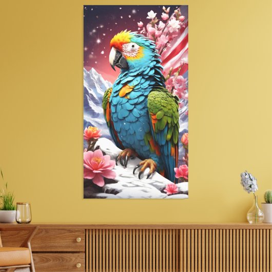 Celestial Fusion: Kristal Bloemen Canvas Kunst (Insitu (Woonkamer))