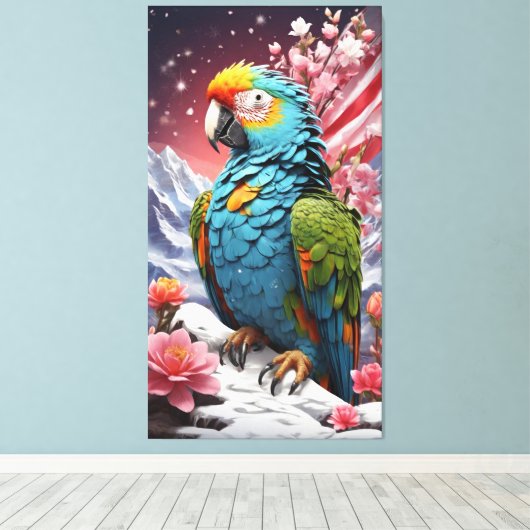 Celestial Fusion: Kristal Bloemen Canvas Kunst (Insitu (Houten vloer))